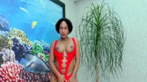 TS Granny Adrieli Pinheiro Self Sucks Her enormous Horse penis And Cums In face hole