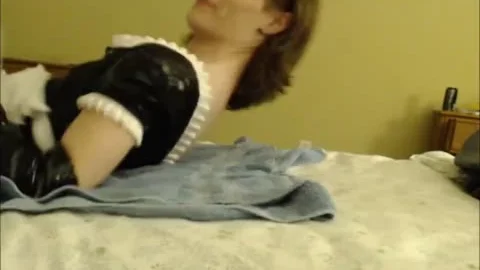 stunning shelady In French Maid Outfit Selfsucks Her Large weenie For agonorgasmos!