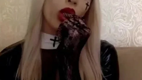 sheboy Nun In lusty underware jerking off Her gigantic penis