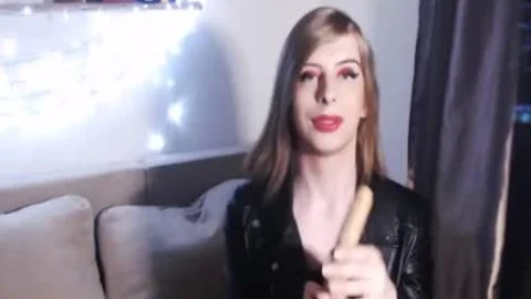 Rock Fan legal age teenager shemale Rides On vibrator And Make Ahegao