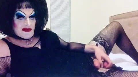 enormous Makeup Sissy SlutDebra Strokes Herself For Web Fans