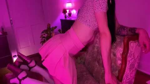 TS receives Bent Over Chair And fucked In delicious Outfit