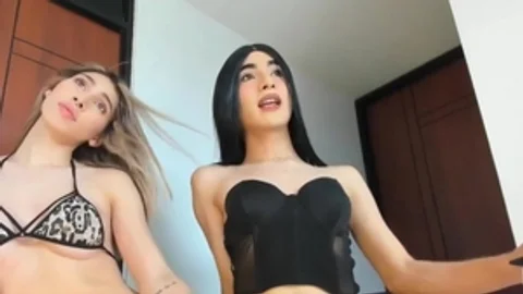 tranny couple Jerking Their big Shaft