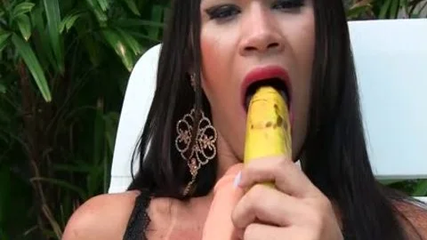 Sensual tgirl Erika Lee Masturbates With A Banana And Sticks A dildo Up Her ass