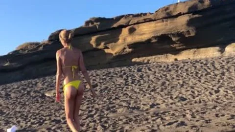 Very kinky sheboy Masturbating And sucking penis (cumshots) On The Beach