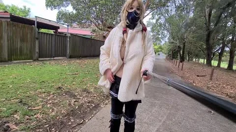 Exhibitionist hooker Flashing In A Fur Coat By A Busy Road