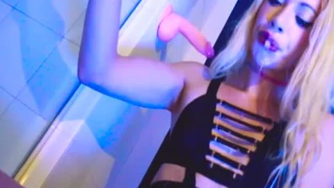 TS Gloryhole fantasy - Sasha De Sade Sissy Bimbo slut sucking & Gagging BBC