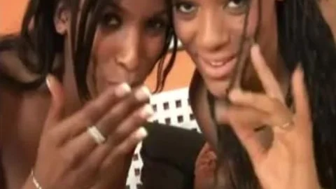 dark ladyboy babe Shares A Large White dick With Her busty ally
